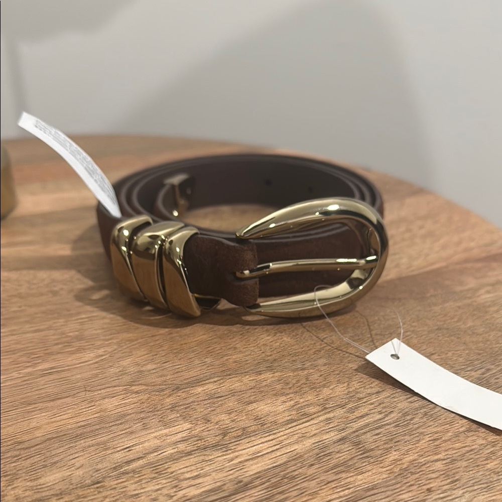 Madewell Brown and Gold Suede Belt Classic Design